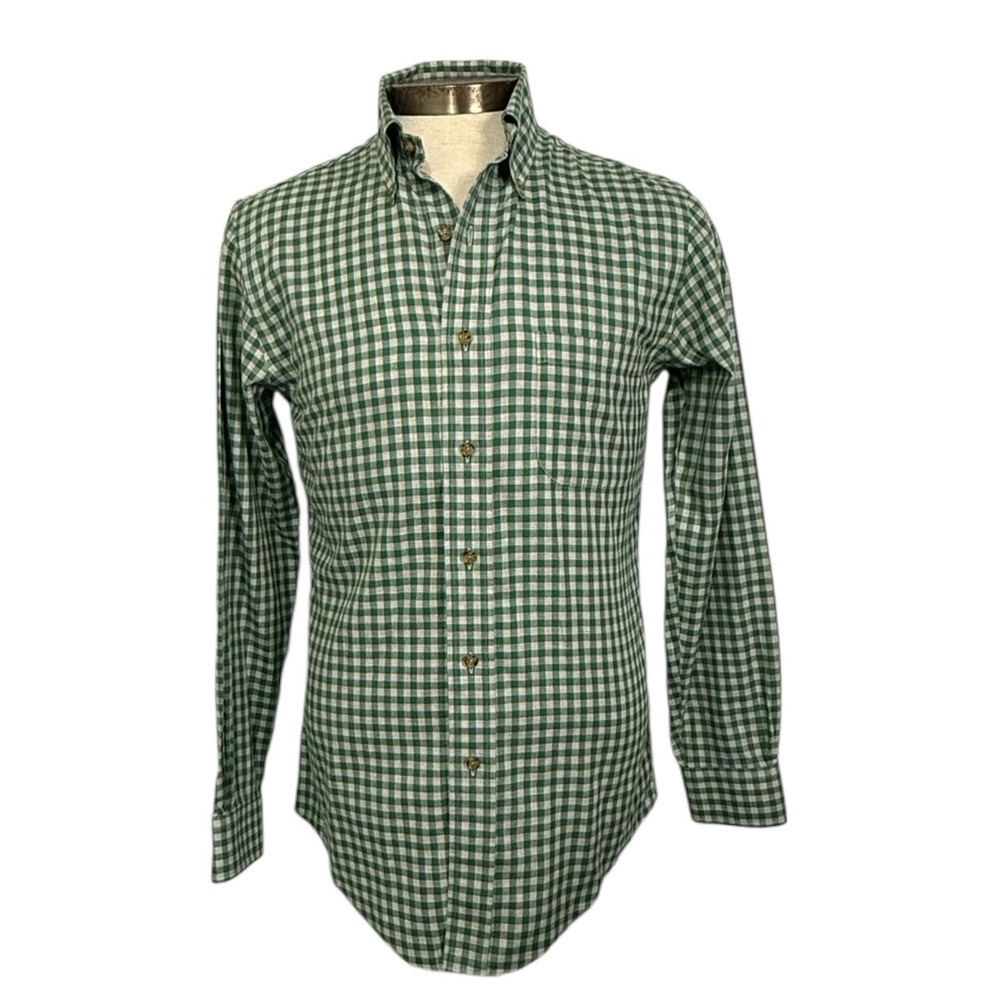 Brooks Brothers S Green Gray Checkered Shirt Non Iron Supima Cotton Button Down - Picture 7 of 10